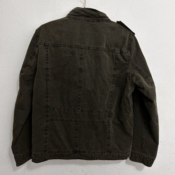 Levis Jacket Adult M Green Canvas Full Zip Military Sherpa Lined Mid Weight Coat - Picture 6 of 12